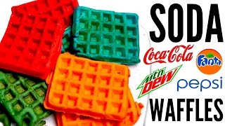 SODA WAFFLES DIY  Mountain Dew Pepsi CocaCola  How To amp Taste Test [upl. by Aivato145]