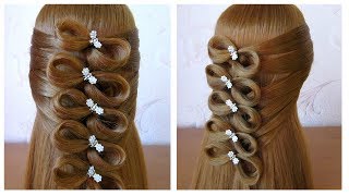 Coiffure avec noeud papillon cheveux longmi long Hair bow tutorial Hairstyle for long medium hair [upl. by Nylad]