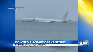 Military plane overshoots and lands in Kaneohe Bay nine onboard reported safe [upl. by Evy]