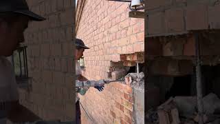 Brick house load bearing wall column replacement process [upl. by Airitak]