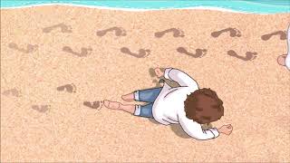 Footprints In The Sand With Audio  A Very Inspiring Poem  Gods Love Animation [upl. by Atile]