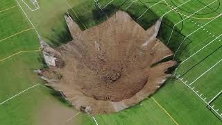 Massive sinkhole swallows part of Illinois park [upl. by Anilosi]