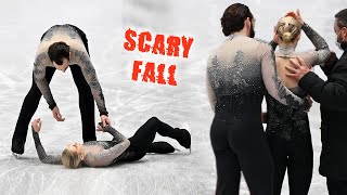 Ashley CainGribble injured 😢 in Figure Skating World Championships Montpellier 2022 [upl. by Kcireddor]