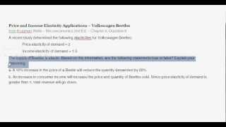 Price and Income Elasticity Word Problem  VW Beetles  Intro to Microeconomics [upl. by Palocz]