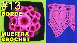 Borde o puntilla a crochet de corazones paso a paso y aprender a unir a la colcha [upl. by Klute]