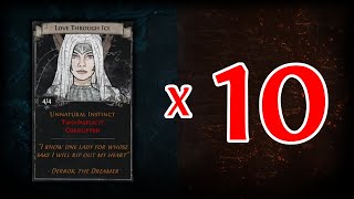 Opening 10 Sets of Love Through Ice Unnatural Instinct Card  Path of Exile 323 [upl. by Sirtimed489]