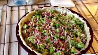 Tarte brocoli lardons raclette avant cuisson [upl. by Lamond822]