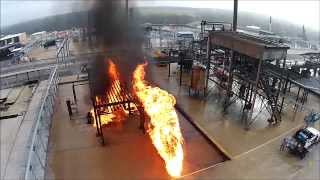 Texas AampM Industrial Fire School  Chemical Pump Row Burn [upl. by Ahsirkal754]