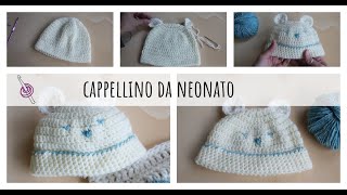 Cappellino da neonato a Uncinetto  Tutorial [upl. by Junia]