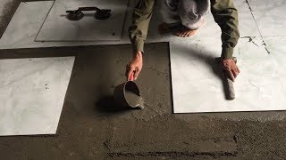 How To Installation Ceramic Tiles Bedroom 60x60 cm Ceramic Tiles  Construction Technology [upl. by Abbub436]