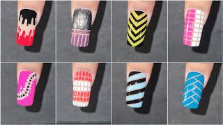 15 Easy striping tape nail art designs  Tape nail art  Nail art at home  Easy nail art hacks [upl. by Ahsimac]