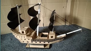 How to make a pirate ship out of cardboard  Cardboard ship  Crafts  Art Part 2 [upl. by Edroi]