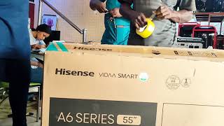 Unboxing a Hisense 55 inches smart 4k UHD TV Shopping for a 55quot Hisense TV hisense tv [upl. by Briano]