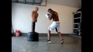 Boxing combos amp foot movement with heavy Bob bag [upl. by Ahsiugal]