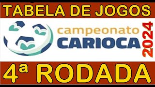 TABELA DE JOGOS DO CAMPEONATO CARIOCA 2024  4ª RODADA  PRÓXIMOS JOGOS DO CARIOCÃO 2024 [upl. by Richie460]