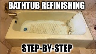 HOW TO REGLAZE A BATHTUB 5  Removing Paint from a Tub that has been Refinished before  DP Tubs [upl. by Itoc]