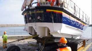 The Anstruther Lifeboat being pulled back up its slipway and onto the launch trailer [upl. by Ligetti]