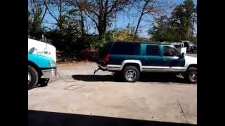 Cummins swapped Chevy Suburban with Allison pulls out big truck [upl. by Nelyag]