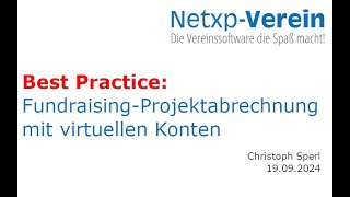 Best Practice FundraisingProjektabrechnung mit virtuellen Konten [upl. by Rollins]