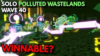 SOLO POLLUTED WASTELANDS WAVE 40  ROBLOX Towe Defense Simulator [upl. by Ttnerb]