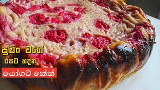 යෝගට්වලින් හදන පුඩිං වගේ රස යෝගට් කේක්🍰උත්සව සමයට ලේසියෙන් හදන්න cake එකක් Raspberry Yogurt Cake [upl. by Gaile]