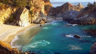 ♥♥ Relaxing 3 Hour Video of a Waterfall on an Ocean Beach at Sunset [upl. by Eaned]