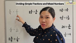 Dividing Simple Fractions and Mixed Numbers Tagalog [upl. by Cressi]