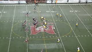 Montreal Alouettes QB Davis Alexander throws a 48yard pass to Shedler Fervius vs Hamilton 810 [upl. by Ahtan]