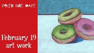 Wayne Thiebaud inspired mixed media donuts  Art Subscription Box [upl. by Margit903]