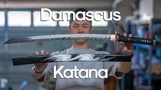 Making an 8000 Damascus Katana [upl. by Aisenat129]