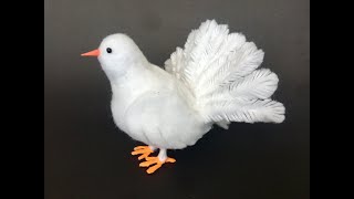 How to Make Pigeon bird with Cotton Craft🕊Dove Bird Craft Waste material craft Old Newspaper Craft [upl. by Llertal750]