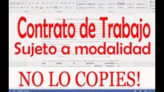 Modelo de Contrato de Trabajo Sujeto a Modalidad Causa Objetiva Necesidad de Mercado [upl. by Gonyea938]