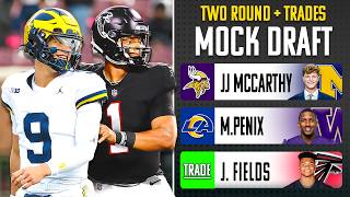 2 Round 2024 NFL Mock Draft with Trades  Justin Fields TRADED [upl. by Laughry540]