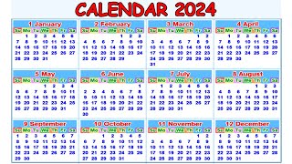 Calendar 2024 with Holidays  Kalendar 2024  Hindu festival with holidays 2024  Calendar 2024 [upl. by Housum966]