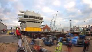 HMS Queen Elizabeths bridge section begins journey to Rosyth [upl. by Marabel]