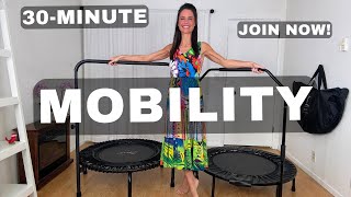 30min Rebounder Mobility Workout for Beginners amp Advanced Fitness w I Jump Instead [upl. by Anihtyc]