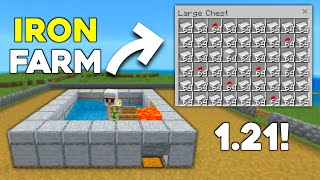 EASIEST IRON FARM in Minecraft Bedrock 121 [upl. by Januisz]