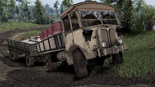 AEC Matador Truck Transporting Fuel Edge Map  Spintires [upl. by Lalla]