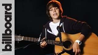 Justin Bieber 2009 15 years old quotLonely Girlquot Acoustic at Seventeen Magazine [upl. by Magavern]