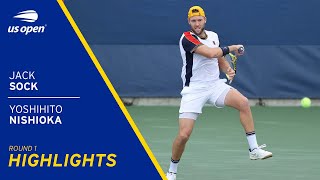 Jack Sock vs Yoshihito Nishioka Highlights  2021 US Open Round 1 [upl. by Attaynik]