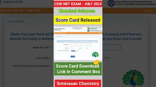 Score Card Released  CSIR NET EXAM JULY 2024  Chemical Sciences  NTA [upl. by Nigen]