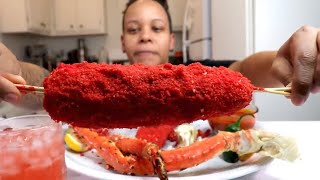 FLAMIN HOT CHEETO ELOTES AND GIANT KING CRAB LEGS [upl. by Hobart205]