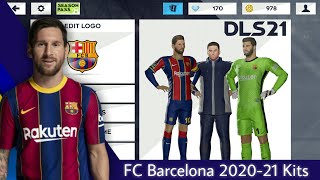 FC Barcelona 202021 Logo and Kits  DLS 21 [upl. by Ahseirej]