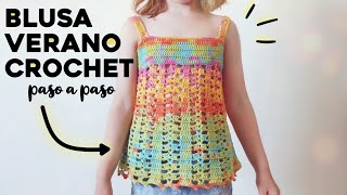 CÓMO TEJER BLUSA DE VERANO A CROCHET top  túnica  salida de baño a crochet  TUTORIAL PASO A PASO [upl. by Adella]