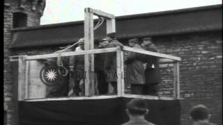 A Nazi war criminal is brought to scaffold for execution by method of hanging in HD Stock Footage [upl. by Elletnahc]