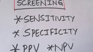 Sensitivity Specificity Positive amp Negative predictive value  Basics of Screening [upl. by Aihsatal]