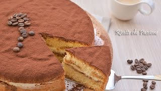 Torta tiramisù  Con Pan di spagna  Crema al mascarpone senza uova  Ricette che Passione [upl. by Vanny]