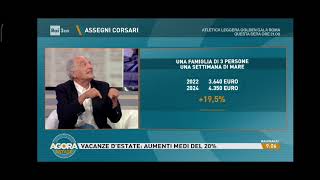 Il Presidente Rosario Trefiletti ospite a AGORARAI3sempre meno gli italiani in vacanza 2024 08 30 [upl. by Liebman]