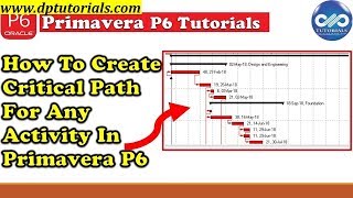 How To Create Critical Path For Any Activity In Primavera P6  Primavera Tips  dptutorials [upl. by Sadnac]