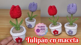 tulipán en maceta amigurumi  tejidos joss [upl. by Weitzman216]